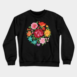 Mexican Floral Bouquet (Black Background) Crewneck Sweatshirt